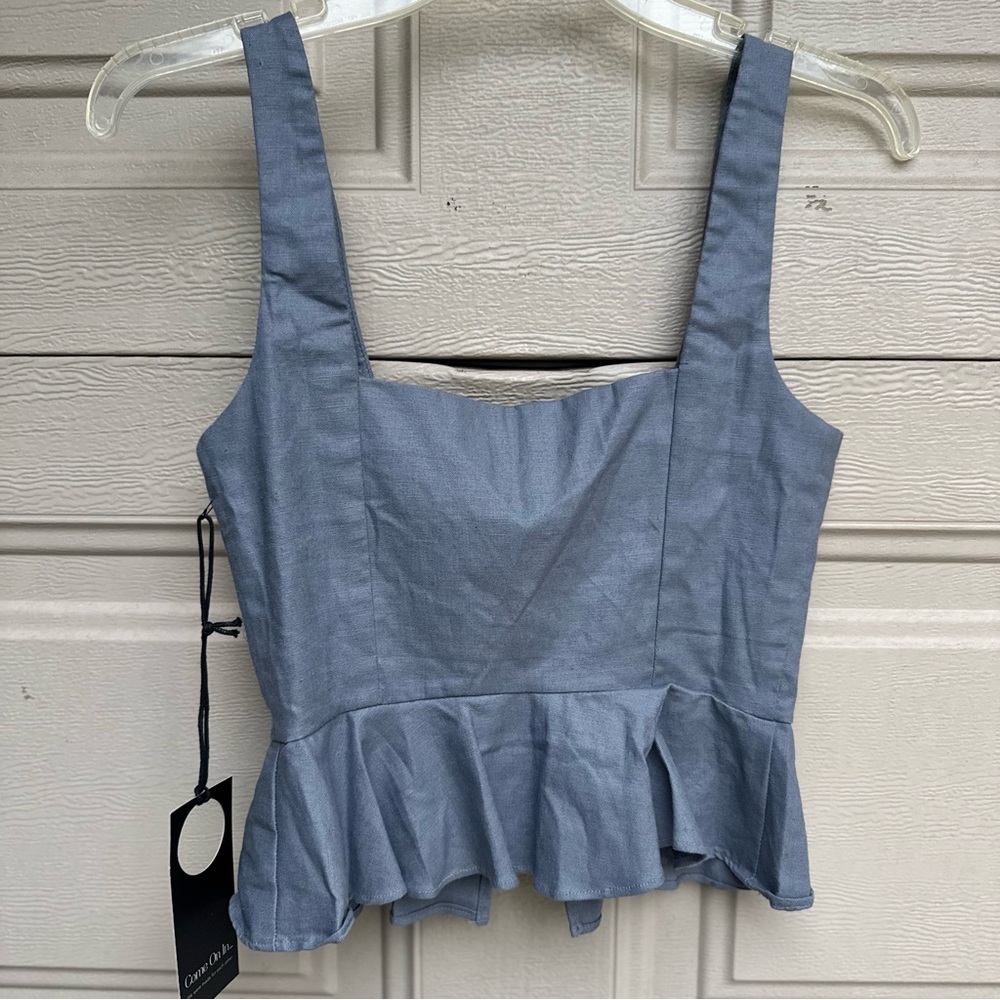 NWOT Revolve Blue Peplum Top